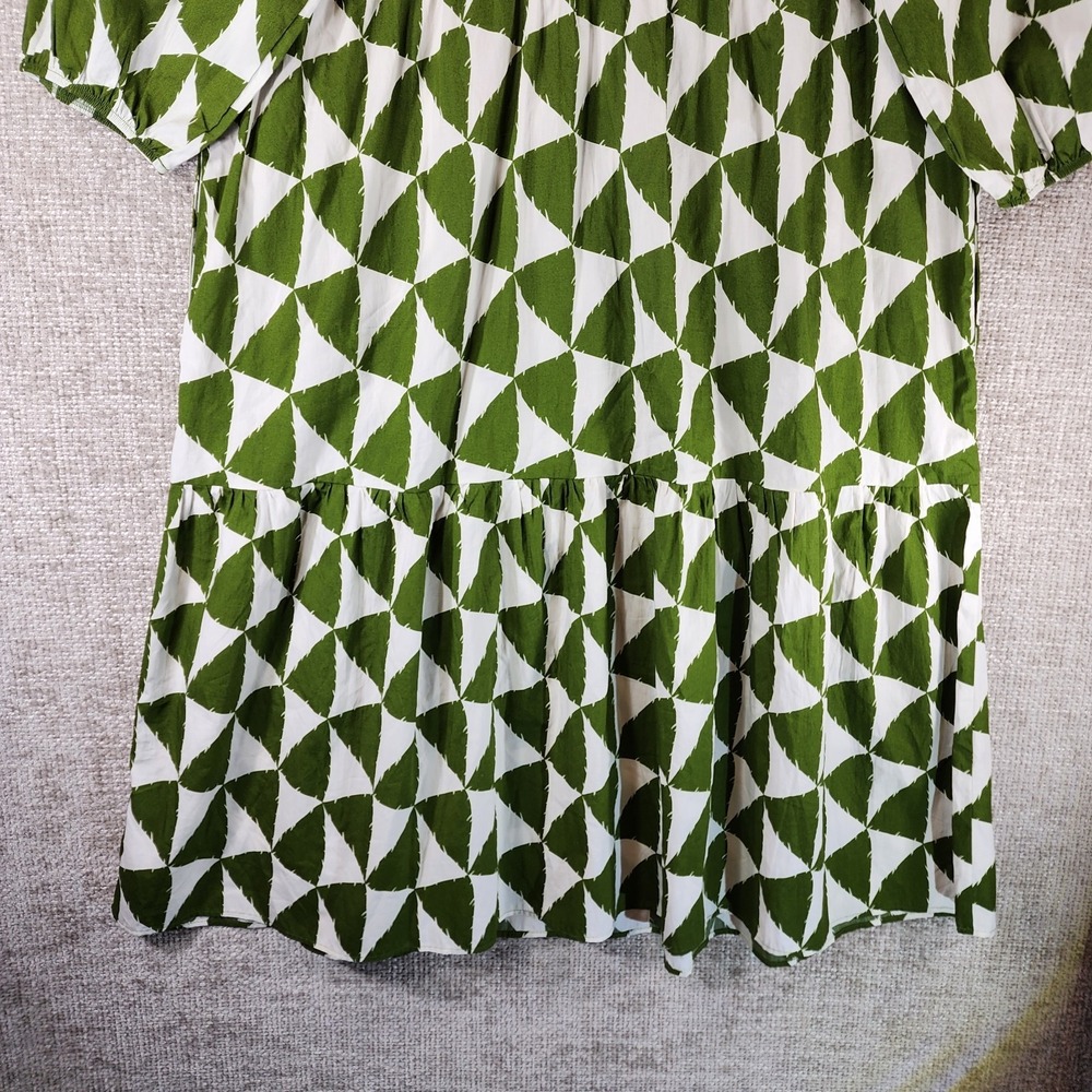 Anthropologie Maeve Bettina Shirt Dress Womens LP Petite Green White Triangles - Picture 11 of 13